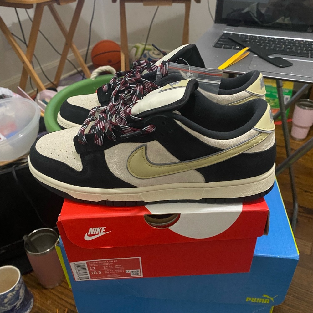 Nike Dunk Low - Black and Cream with Gold Accents